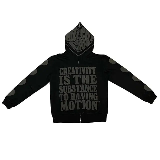 "CREATIVITY IS THE SUBSTANCE TO HAVING MOTION" Zip Up Hoodie