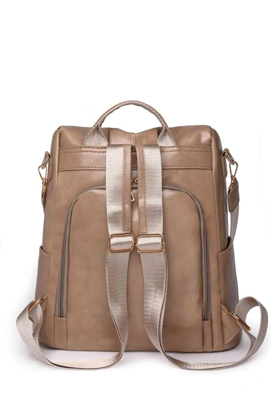 Marcy Leather Zipper Pocket Backpack