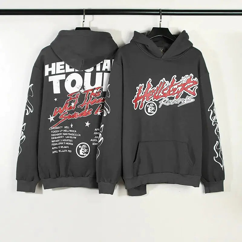 "HELLSTAR" Graffiti Fleece Hoodie