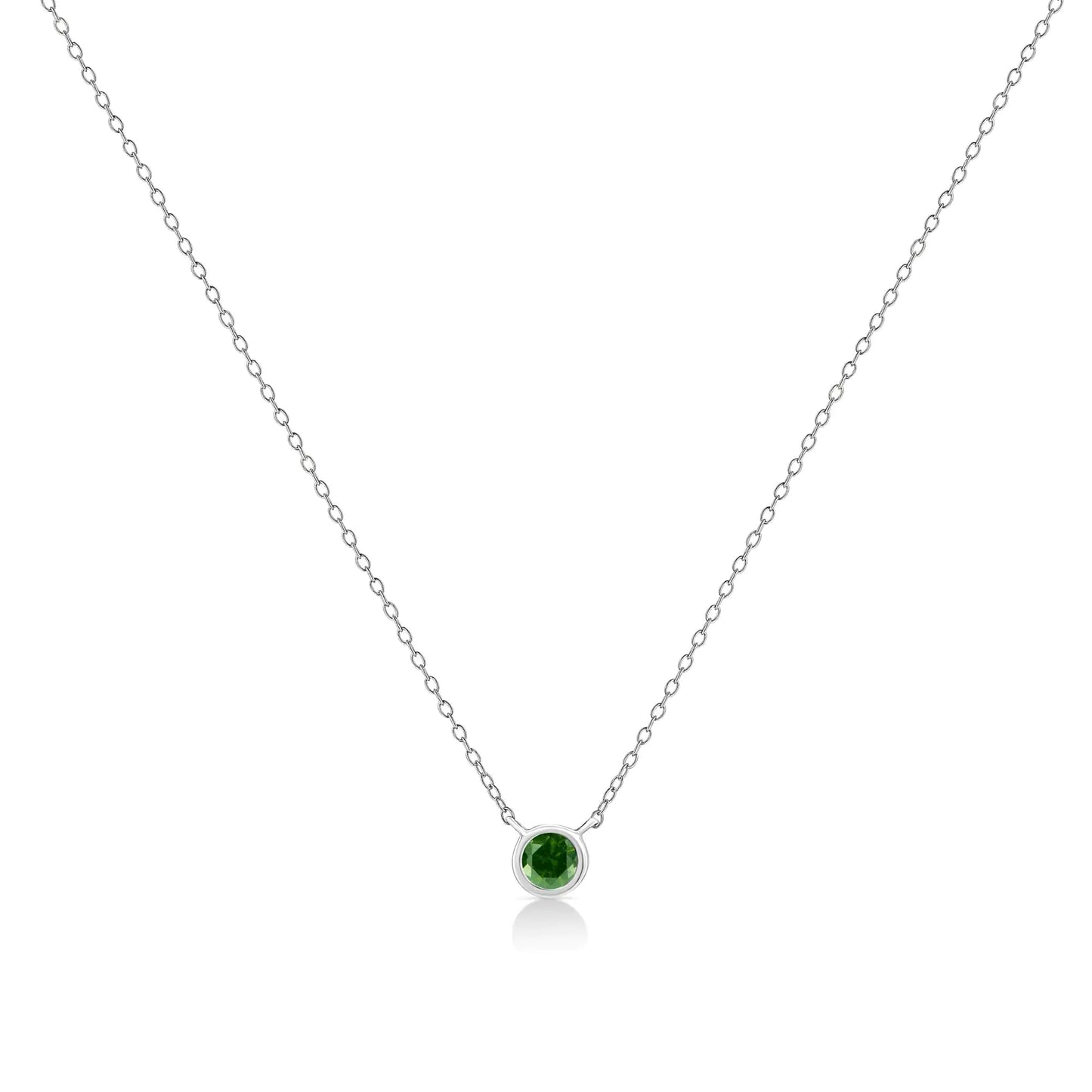 .925 Sterling Silver 1/10 Cttw Colored Diamond Suspended Bezel-Set Solitaire 16"-18" Adjustable Pendant Necklace (Color Enhanced, I1-I2 Clarity)