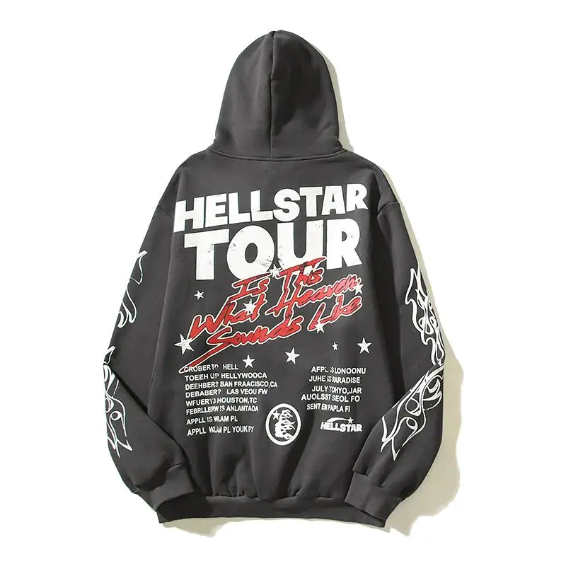 "HELLSTAR" Graffiti Fleece Hoodie